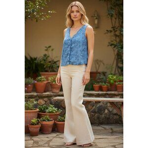 A.N.A. Y2K Vest Top Womens Small Blue Floral Cottage Boho Indie Beachy Coastal